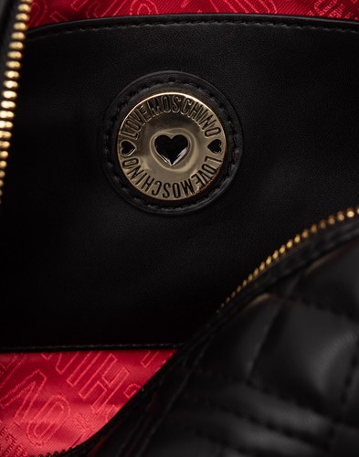 LOVE MOSCHINO Clutch Beauty Bag Black Quilted PU Leather Logo Zipped - Bild 8 von 8