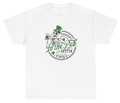 Everybody In The Pub Getting Tipsy Skeleton T Shirt Funny St Patty Patricks Tee