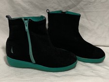 Girls Nautica Boots Booties Sz 1 Fleece Lined GUC Navy Teal