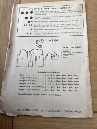 1960s ORIGINAL Woman’s Own Sewing Pattern 5054 top size bust 40” PRECUT FREE P&P - Picture 2 of 3