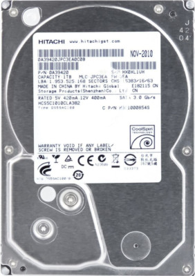 HARD DRIVE COOLSPIN HITACHI HCS5C1010CLA382 1TB 5700RPM 8MB SATA II 3.5'' inch