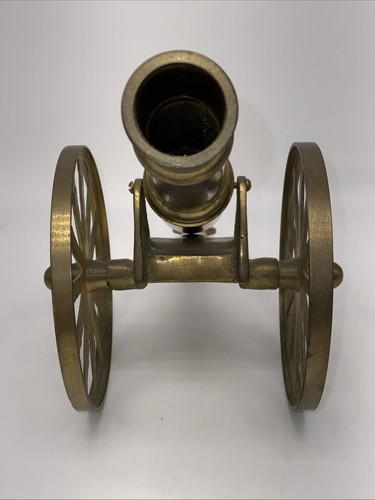 "Réplica de cañón de campo de latón vintage carro escritorio decoración ruedas militares 13""" - Imagen 6 de 7