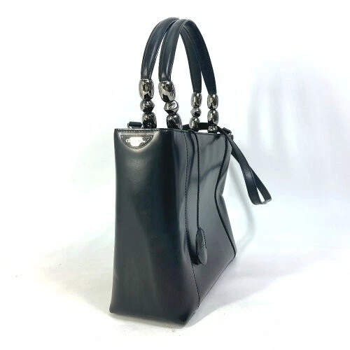 Bolsa tote Christian Dior Maris pérola bolsa de ombro couro preta vintage - Imagem 3 de 4