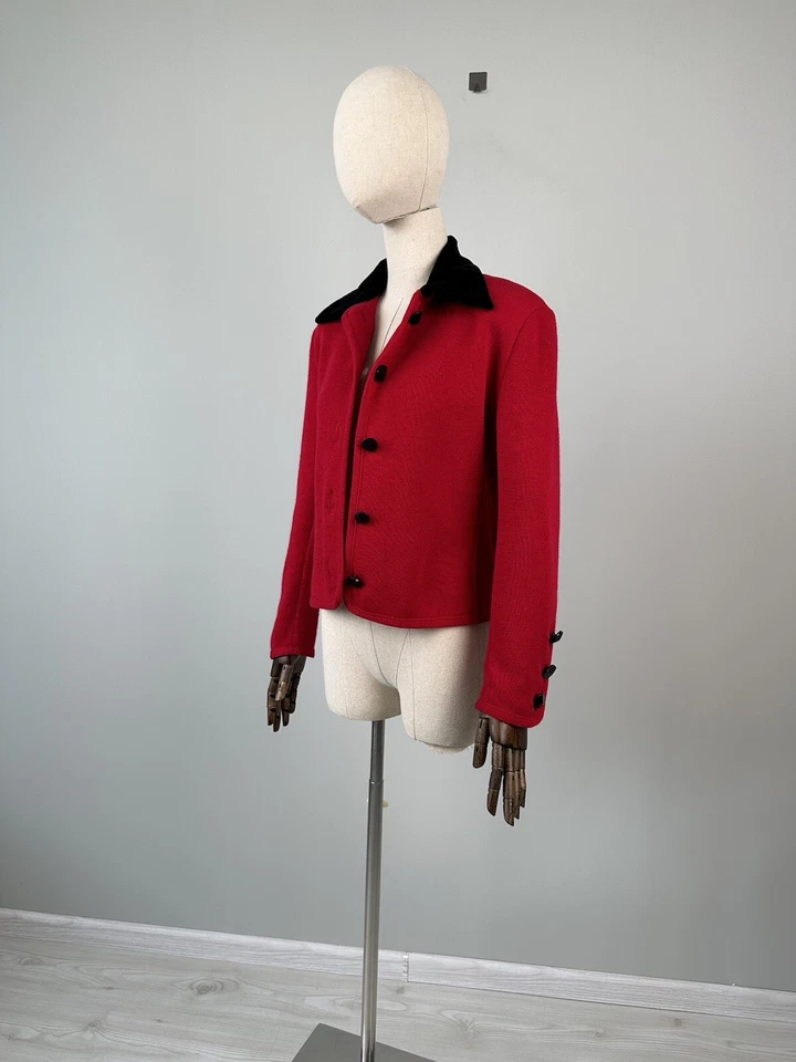 Chaqueta Blazer Vintage Años 70 SAINT LAURENT Mujer Lana Roja Talla 38 Foto 3 de 4