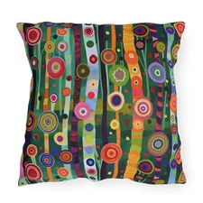 Abstract Floral Outdoor Pillow - Colorful Botanical Décor, Patio Throw Pillows