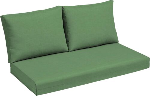 Arden Outdoor Loveseat Cushion Set, 48 x 24, Moss Green Leala, Water Repellent