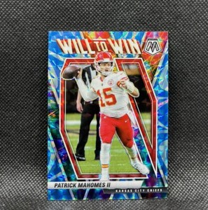 Patrick Mahomes II 99/99 WILL TO WIN BLUE 2021 Panini Mosaic Football #WW-2 Card