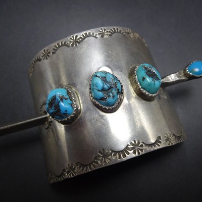 Signed Vintage NAVAJO Hand-Stamped Sterling Silver STICK  display picture 1