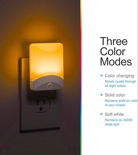 GE Color-Changing LED Night Light, Plug Into Wall, Dusk to Dawn Sensor, Ambient - Picture 5 of 7