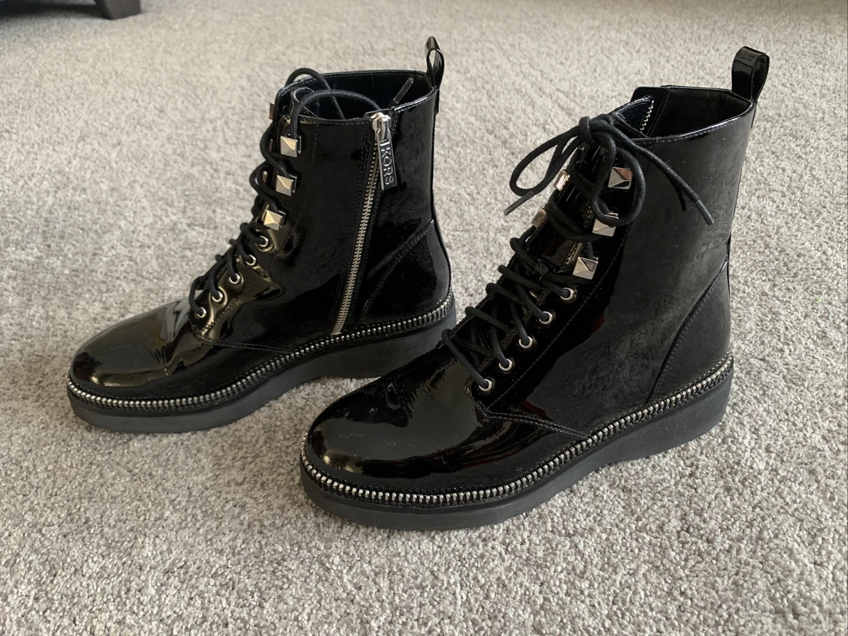 Haskell patent hotsell leather combat boot