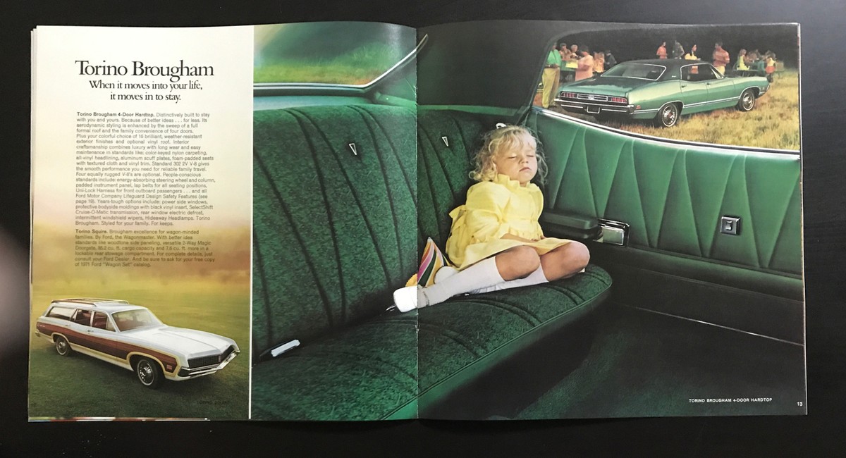 Original 1971 Ford Torino Sales Brochure 71 Brougham GT Cobra 500