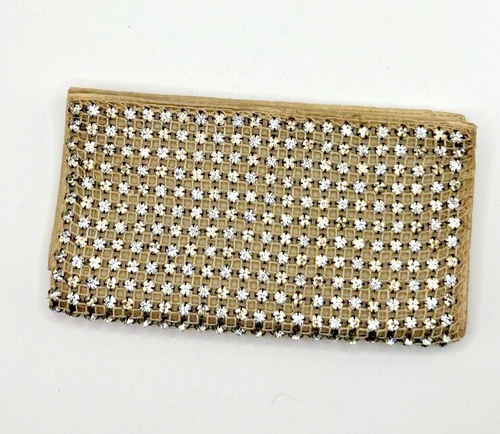 Vintage Strass Umschlag Clutch cremefarben Druckknopfverschluss JCS - Bild 2 von 7