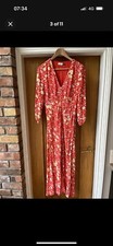 RIXO Katie Red Micro Floral Midi Dress Size Medium
