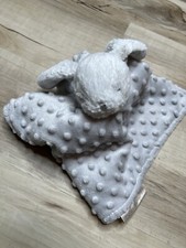 Blankets And Beyond - Bunny- Baby Lovey -Security Blanket - Gray White - Plush