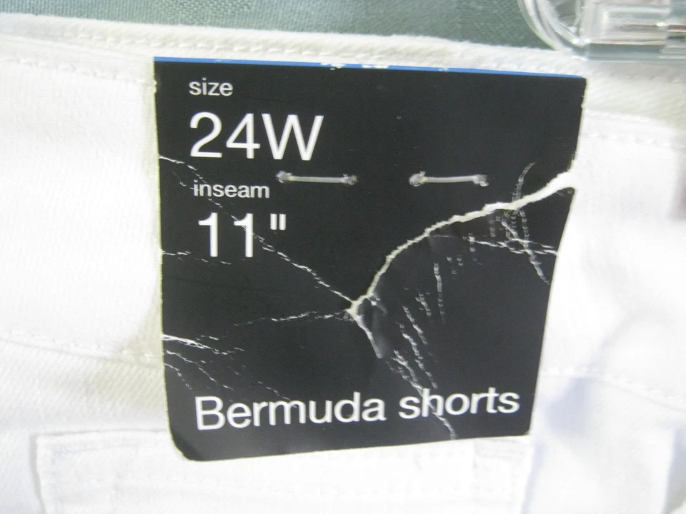 Bermudas de mezclilla Y2K Pure Energy talla grande 24W blancas con puños 11" nuevas con etiquetas Foto 3 de 4