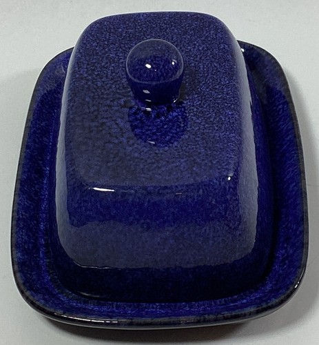 Blue Pottery Ceramic Cobalt Blue Rectangle Butter Cheese Dish with Lid - Picture 3 of 14