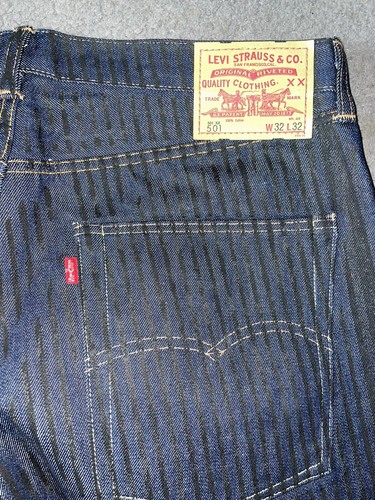 Levi’s 501XX Herren schwarz gestreift blau Jeans 32x32 Button Fly Selvedge Big E - Bild 5 von 7