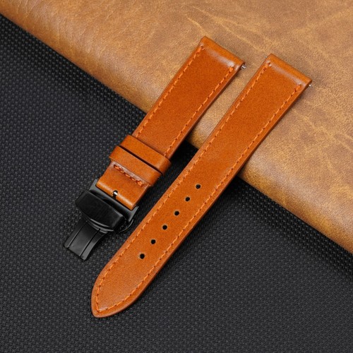 Leather Watch Band Deployment Clasp Buckle Real Watch Strap Men Quick Release - Picture 21 of 57