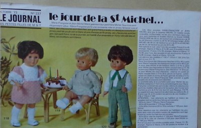 Page De Patron De Poupées Modes Et Travaux - Janvier 1973, Modèles Marie-Françoise Et Jean-Michel