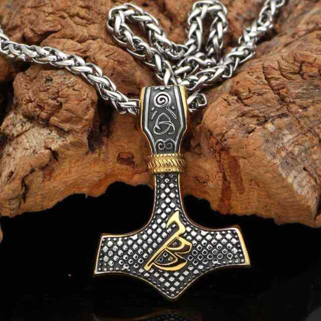 Rimorchio Martello di Thor Acciaio Inox Berserker Con Collana Vichingo Vikings Rimorchio Martello di Thor Acciaio Inox Berserker Con Collana Vichingo Vikings