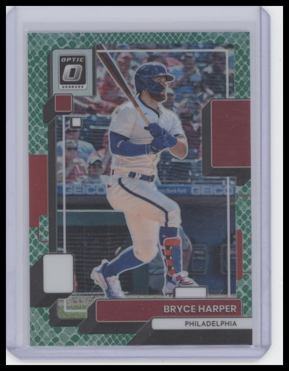 2022 Donruss Optic #200 Bryce Harper Green Dragon Prizm #/99