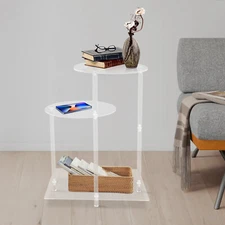 Side Table Home Bedside Table with Open Storage Shelf Indoor Clear Side Table US