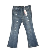 Vintage Havana Girls Light Medium Distressed Cropped Kick Flare Jeans 12 NWT