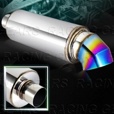 4 Cutter Knife Burnt Tip 2.5 Inlet Stainless Steel Exhaust Muffler Universal