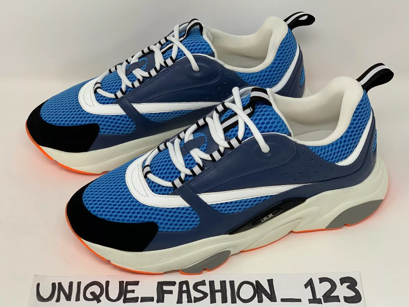 BASKETS CHRISTIAN DIOR B22 BLEU MARINE ORANGE 3M US 15 UK 14 48 BASKETS COUREURS