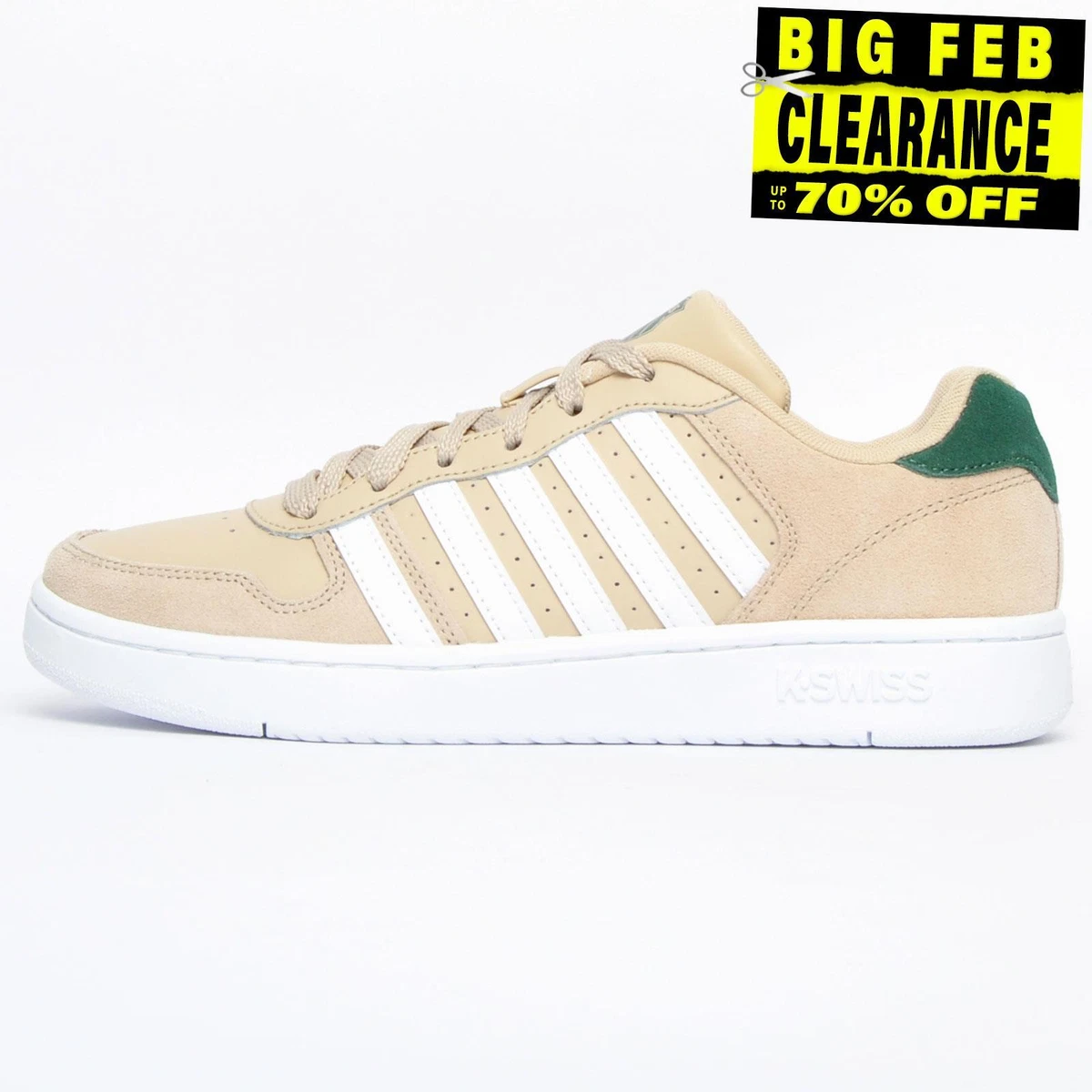 K Swiss Classic Court Palisades Mens Retro Leather Heritage Trainers Stone