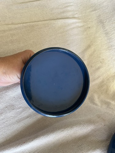 Vtg Copco Michael Lax Denmark Enamel Cast Iron Fondue Pot With Lid Blue - Picture 5 of 8