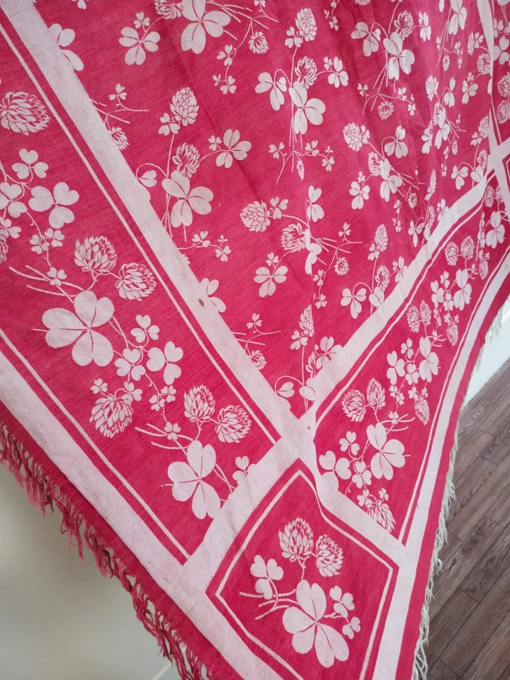 Bufanda de piano roja vintage tipo brocado chal flecos florales chal artículo 263 Foto 3 de 4