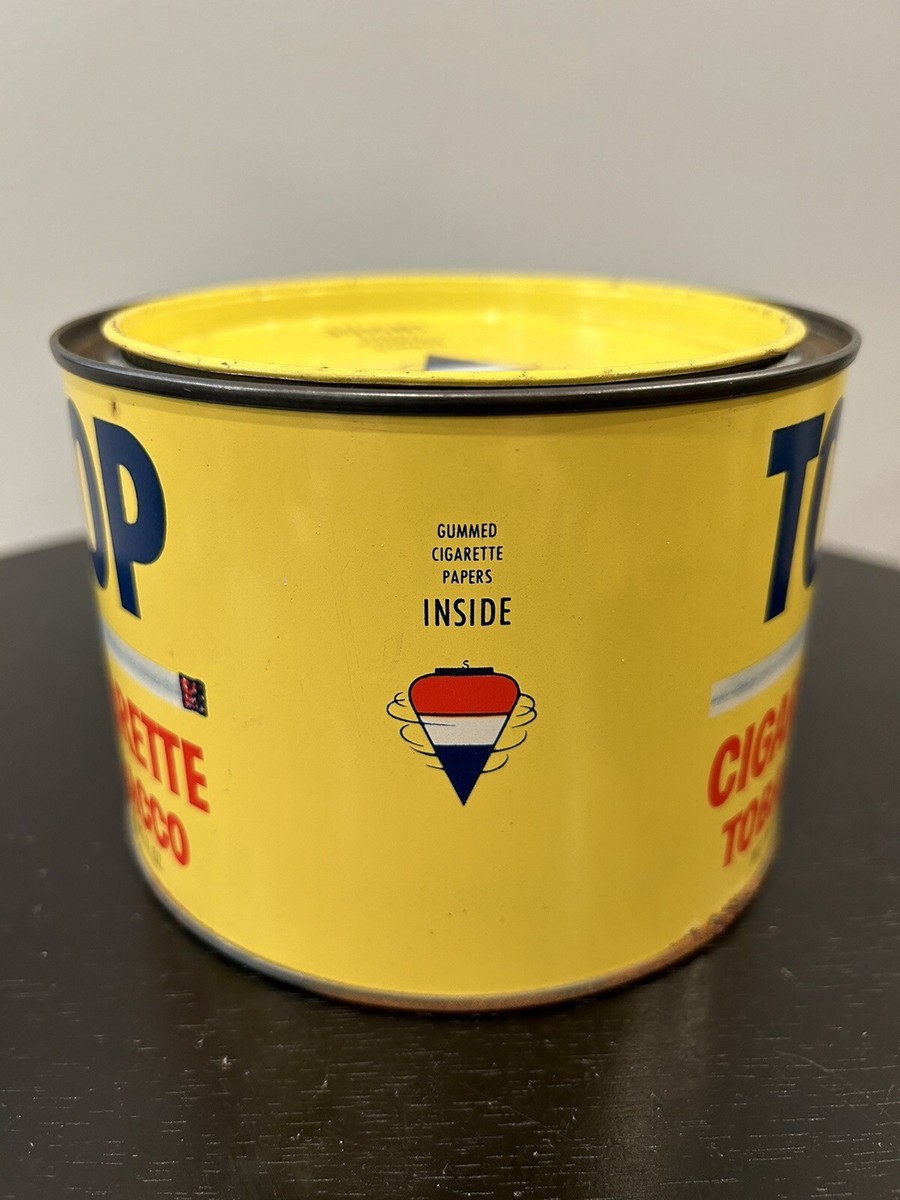 Vintage Top Cigarette Tobacco Tin Metal Can 7 oz. R. J.