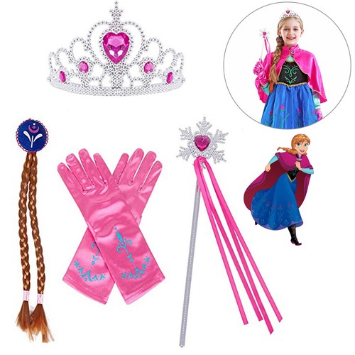 Elsa Belle Dress Up Accessories Set Princess Crown Wand Gloves Necklace Earrings - Picture 6 of 31