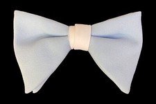 Men's Vintage Light Blue Bow Tie 1970s Oversized Large Butterfly Clip On