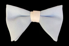 Men's Vintage Light Blue Bow Tie 1970s Oversized Large Butterfly Clip On