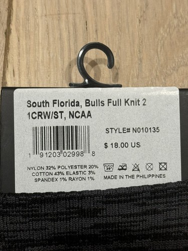South Florida Bulls Athletic Crew Socks Licensed Strideline Size Medium/Large - Picture 5 of 5