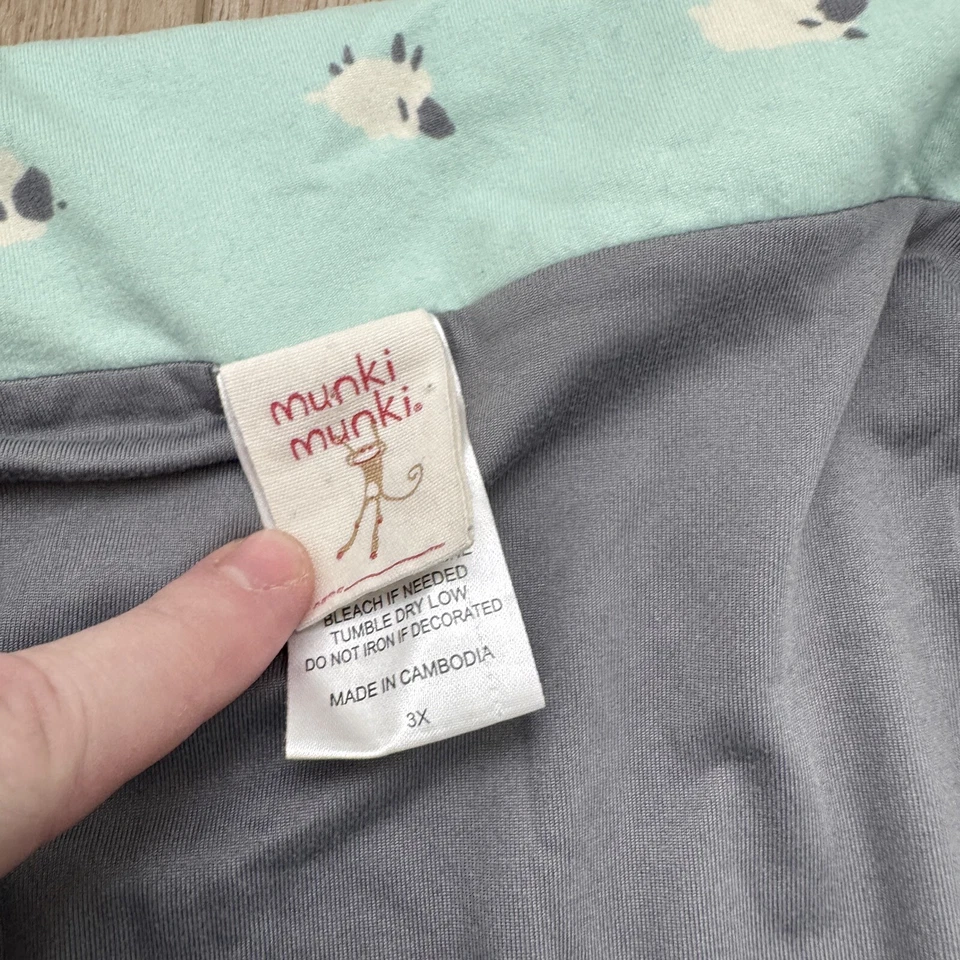 Conjunto de pijama Munki Munki talla 3XL para mujer oveja verde azulado con botones mantecoso suave sueño Foto 3 de 4