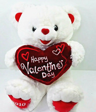 Dan Dee White Teddy Bear 18" Plush Red Heart Happy Valentine's Day 2010