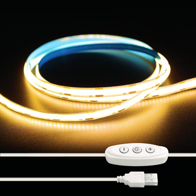 6.6ft/2M Warm White COB LED Light Strip, 640LEDs 5V USB Led Lights for TV, 30...