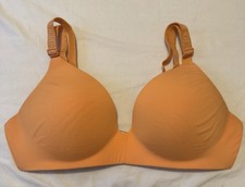 Victoria s Secret Orange Plunge Bra Smooth Cups Logo Straps Wireless Women