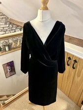 Yours Clothing Vestito Velluto Finto Avvolgente Nero Taglia 26/28 Nuovo con etichette