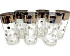 Lot Set 6 Dorothy Thorpe highball Cocktail glasses Silver Rims Polka Dot Pattern — photo 1