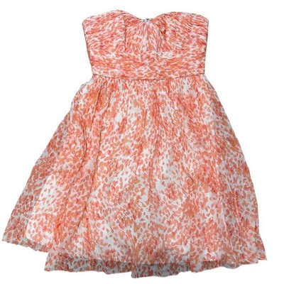 NWT Strapless Silk Dress 6 Peach Guava Print Summer Wedding Guest Prom Event | eBay NWT Strapless Silk Dress 6 Peach Guava Print Summer Wedding Guest Prom Event | eBay