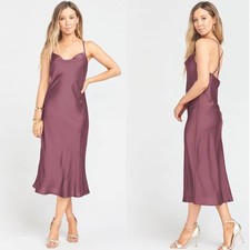Show Me Your Mumu Verona Cowl Dress Dusty Plum Luxe Satin Size Large Bridesmaid