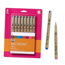 Pigma Micron Fineliner Pens - Archival Black and Colored 08 Tip Pack of 1 