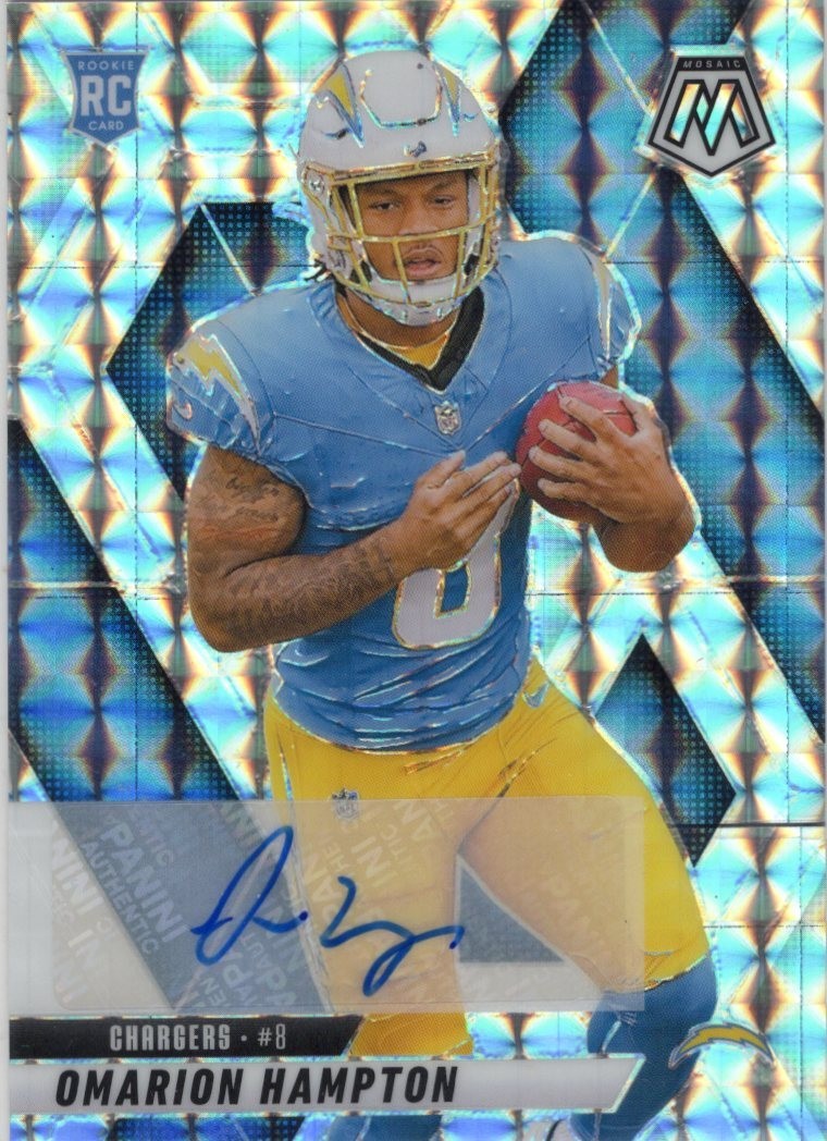 2025 Panini Mosaic Omarion Hampton Rookie Auto Silver Mosaic #335 Chargers🔥🔥🔥