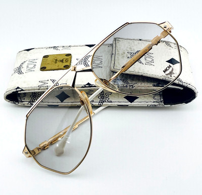 NOS vintage MCM München 2 white gold sunglasses 80s Germany MEDIUM no Dita Cazal