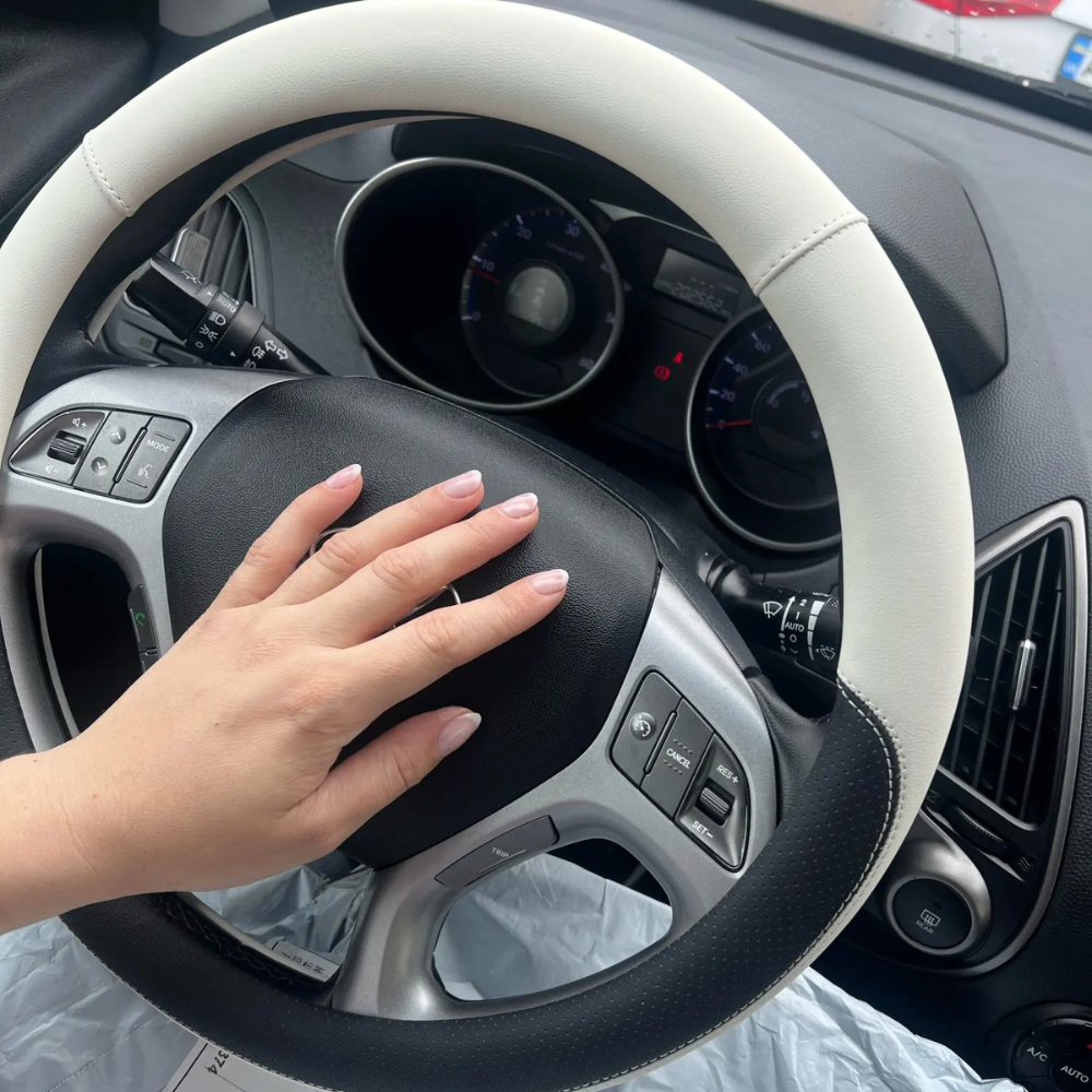 Universal Steering Wheel Cover Perforated Leather Anti-Slip All-Season Cozy 15in