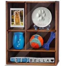 Pet Memorial Shadow Box with Shelves for Dogs or Cats,11 14" Solid Wood Pet F...